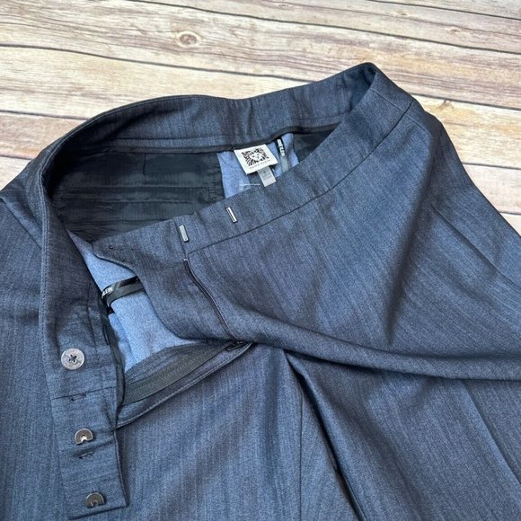 Anne Klein Women's Herringbone Slim-Leg Pants Marine Blue 6 - Picture 5 of 7
